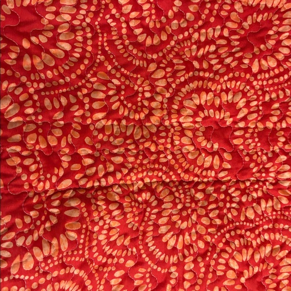 Reversible quilted pillow sham with a teal, red, and orange paisley print - Picture 8 of 9